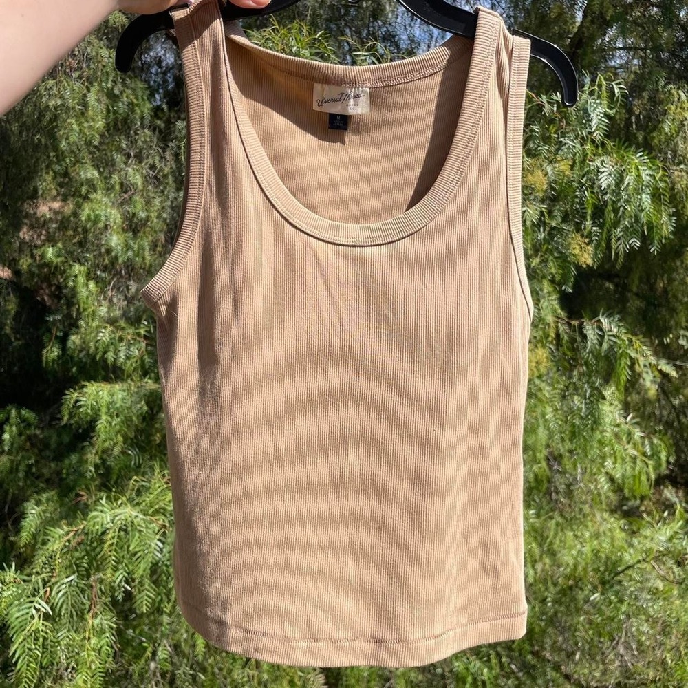 Universal thread Tan light brown tank top cropped Ribbed